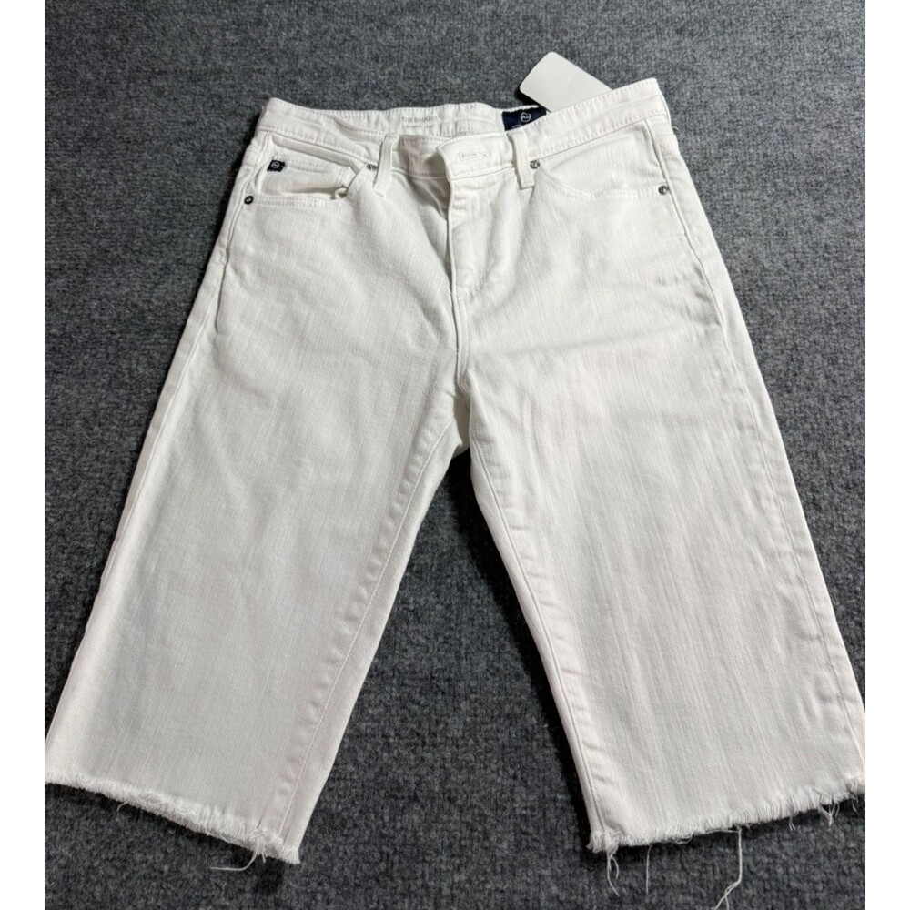 NWT AG Adriano Goldschmied Brooke Bermuda Shorts Womens 25 White Denim Raw Hem
